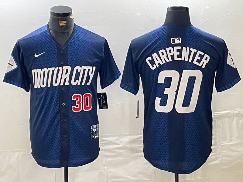 Men Detroit Tigers #30 Carpenter Blue City Edition Nike 2024 MLB Jersey style 2